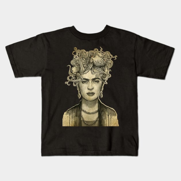 Frida Kahlo Kids T-Shirt by Ringseek